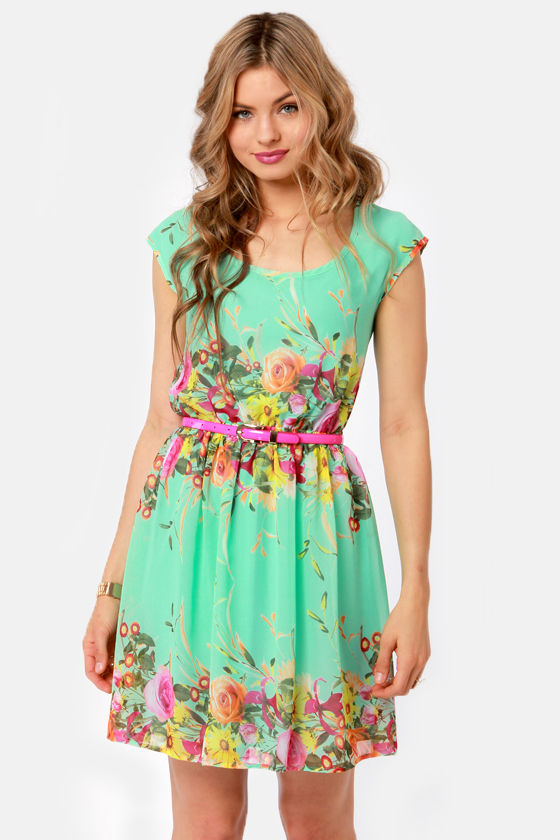 Pretty Mint Dress - Backless Dress - Floral Dress - Print Dress - $41. ...