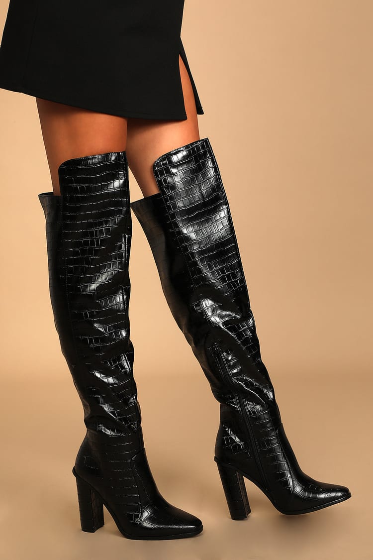 Reel It In Over The Knee Boots - Black  Over the knee boots, Knee boots,  Black boots