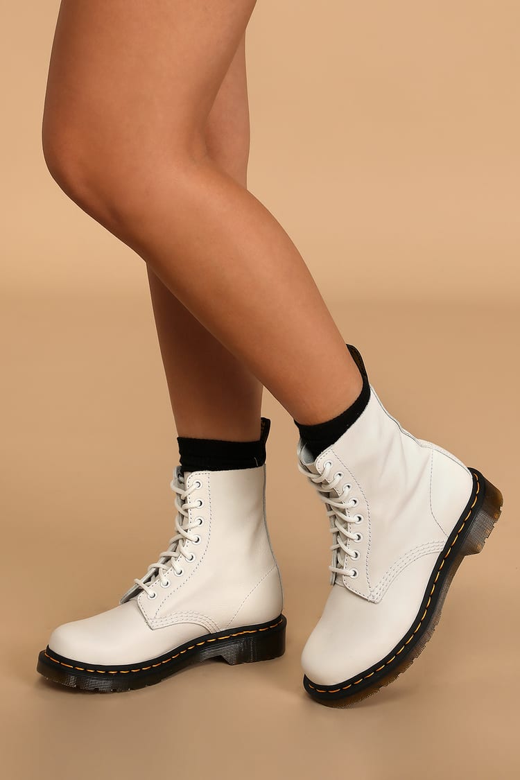 Dr. Martens 1460 Pascal - White Boots - Virginia Leather Boots - Lulus