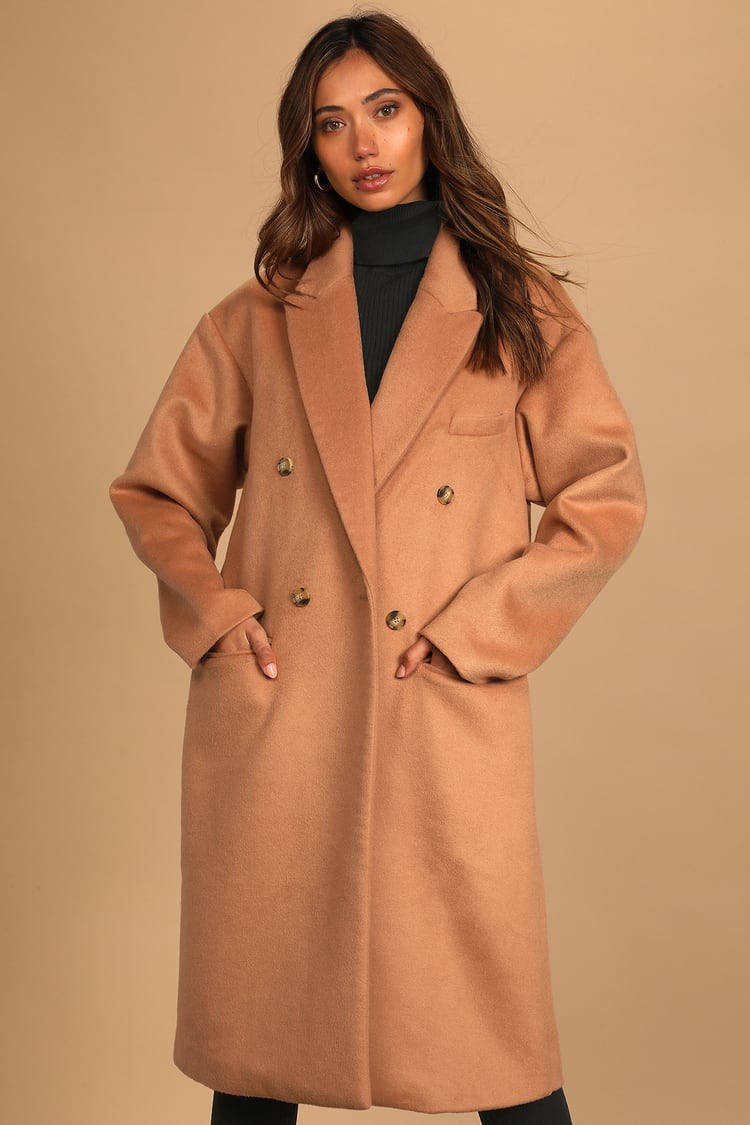 Camel Coat - Double-Breasted Coat - Button-Up Coat - Coat - Lulus