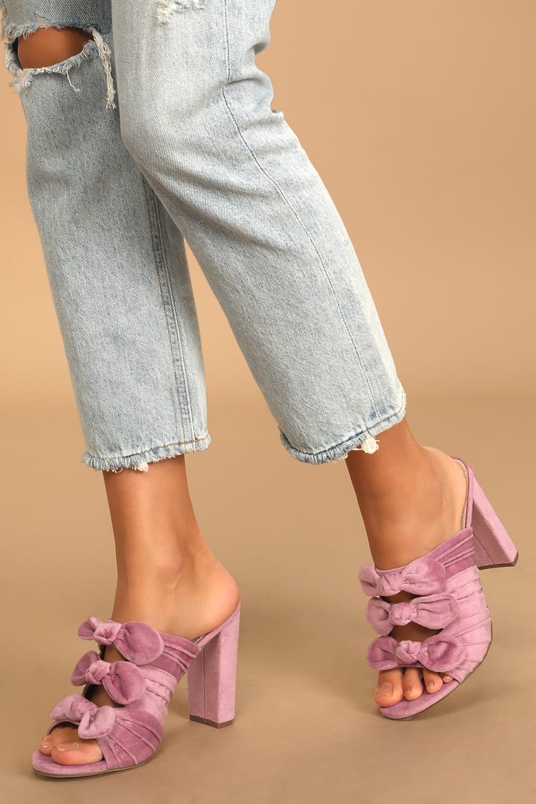 Pink High Heel Sandals - Velvet High Heels - Knotted Sandals - Lulus
