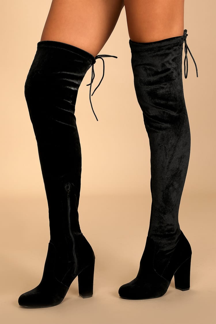 Black Velvet Boots - Over the Knee Boots for Women - OTK Boots - Lulus