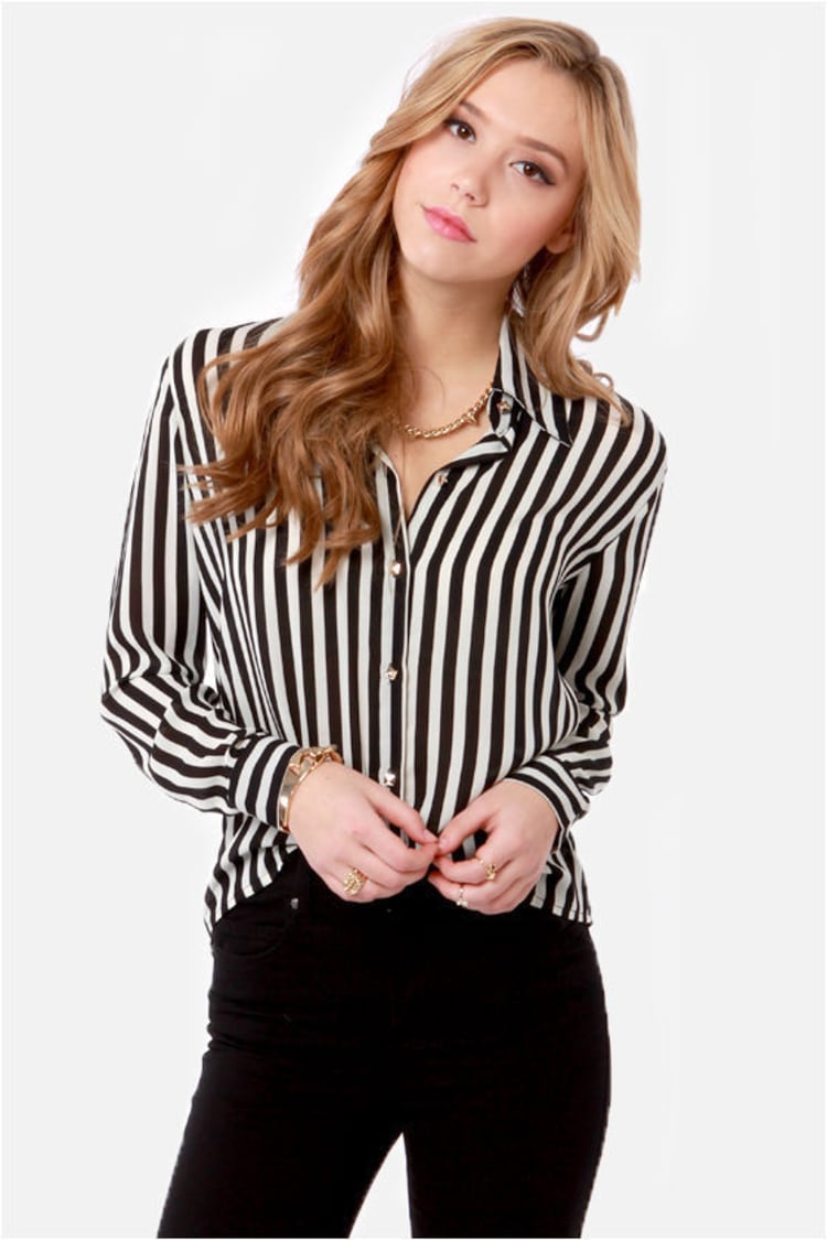 Cute Striped Shirt - Black and White Shirt - Button-Up Shirt - $38.00 -  Lulus