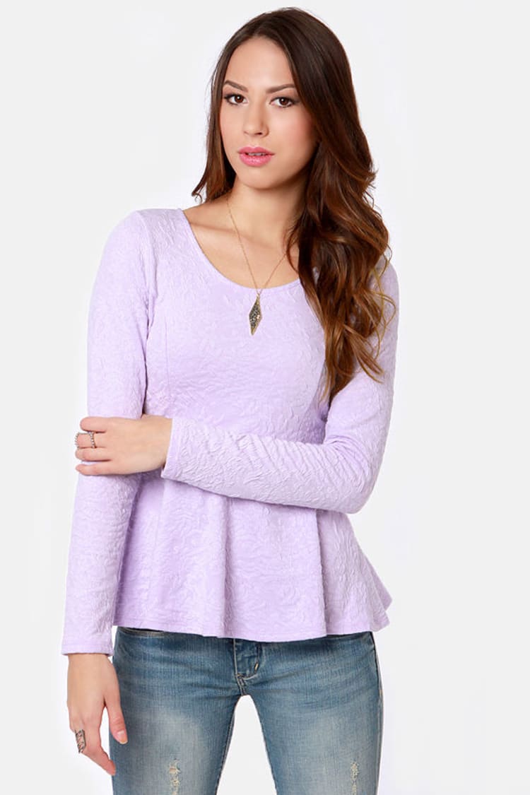 Cute Lavender Top - Peplum Top - Long Sleeve Top - $39.00 - Lulus