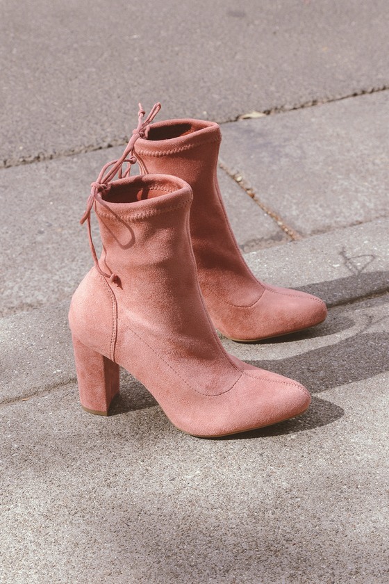 blush suede booties