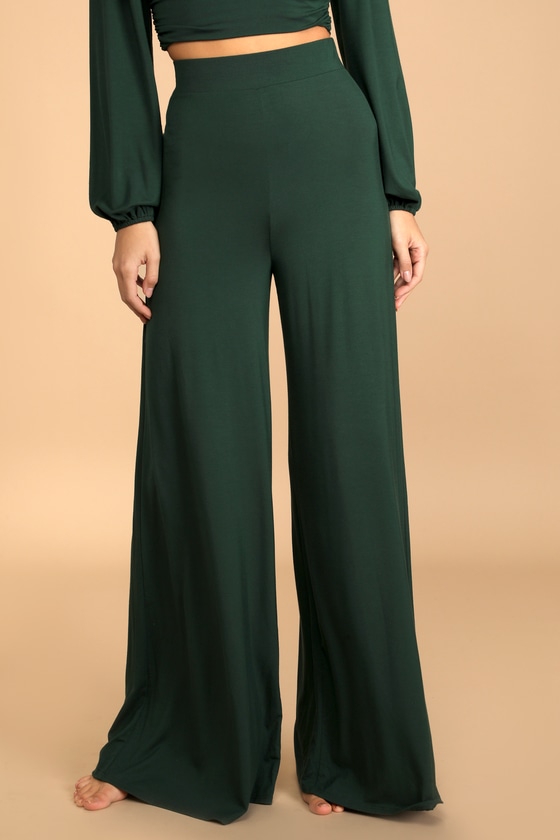 Emerald green 2025 wide leg pants