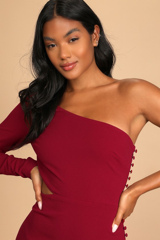 Burgundy one shoulder top hot sale