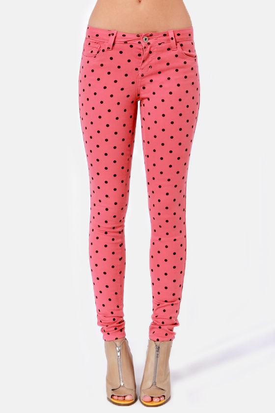 polka dot skinny trousers