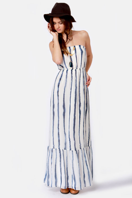 White Strapless Maxi Dress Quiksilver Women s