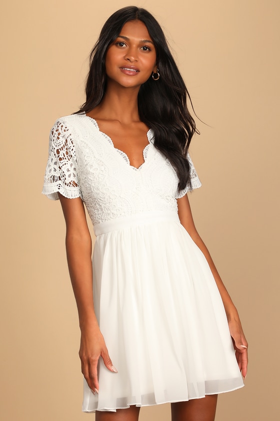 Lovely White Lace Dress - Lace Skater Dress - LWD - Lulus