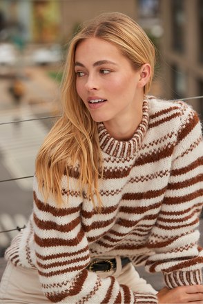 Vælge aldrig ide Vero Moda New Wine Sweater - Striped Sweater - Knit Sweater - Lulus