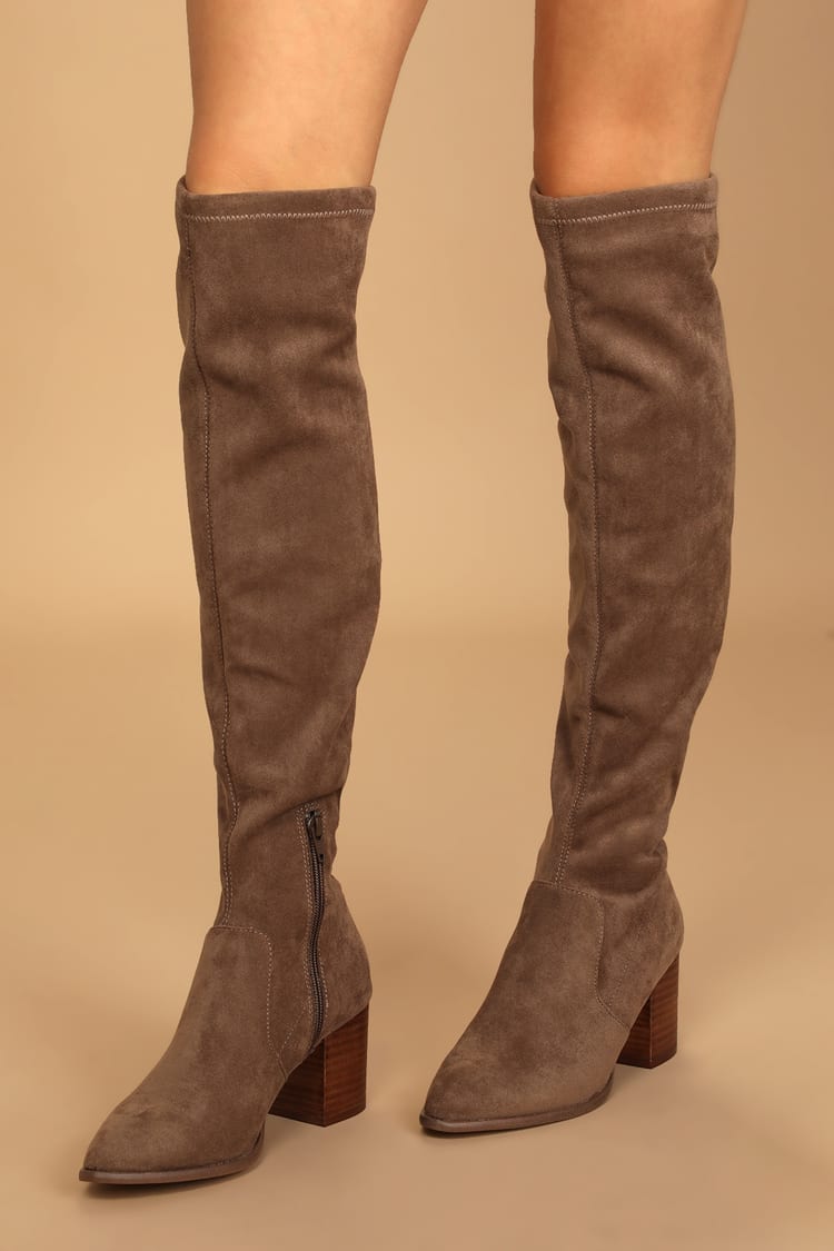 DV by Dolce Vita Trude - Taupe Boots - OTK Boots - Suede Boots - Lulus