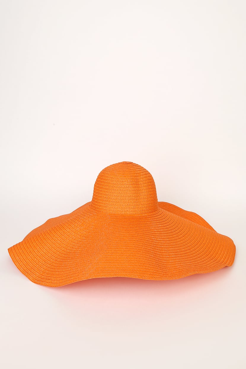 Orange Sun Hat - Straw Hat - Oversized Floppy Hat - Packable Hat - Lulus