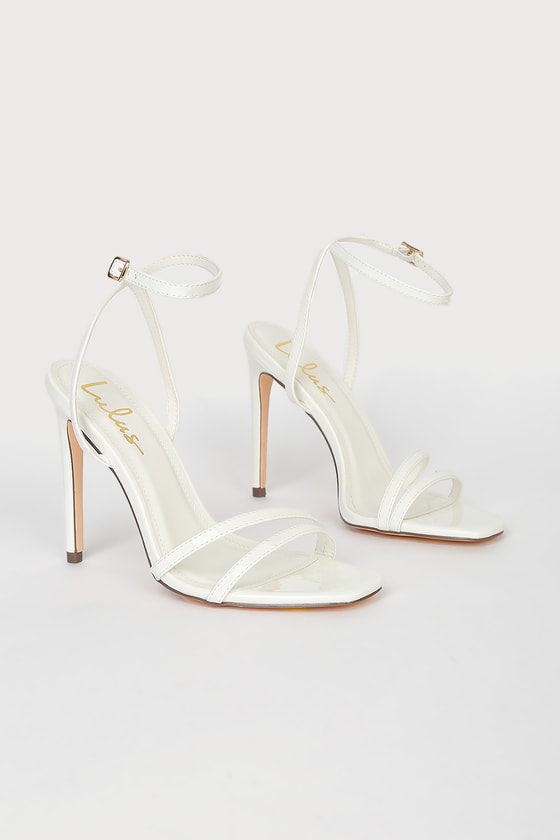 White Patent Heels - Strappy High Heels - Ankle Strap Heels - Lulus