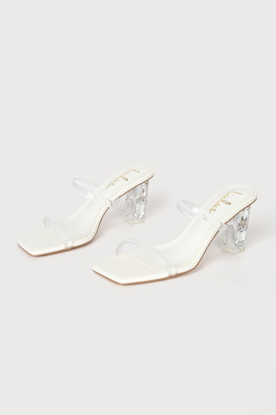 White Sandals - Vinyl Sandals - High Heel Sandals - Lulus