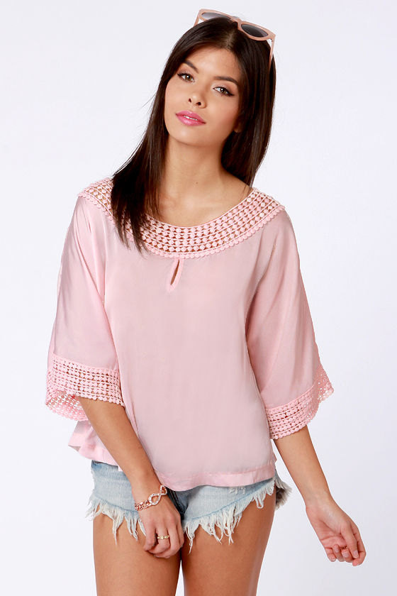 Pretty Pink Top - Satin Top - Lace Top - Short Sleeve Top - $47.00 - Lulus