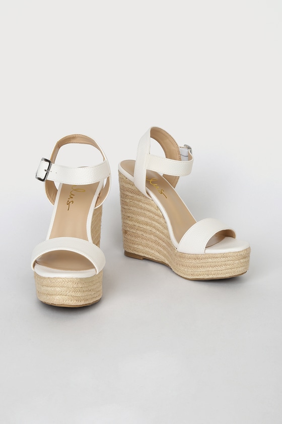 Cute White Wedges Espadrille Wedges Ankle Strap Wedges Lulus