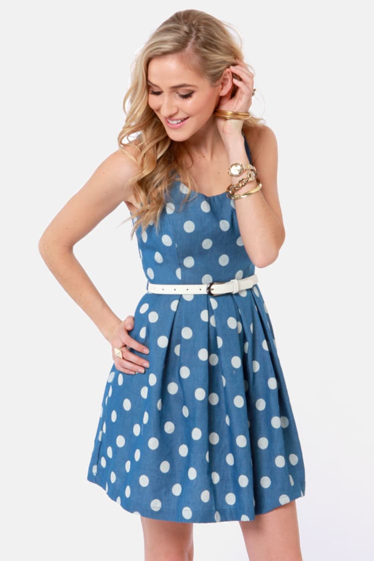 Cute Blue Dress - Polka Dot Dress - Sleeveless Dress - $39.00 - Lulus