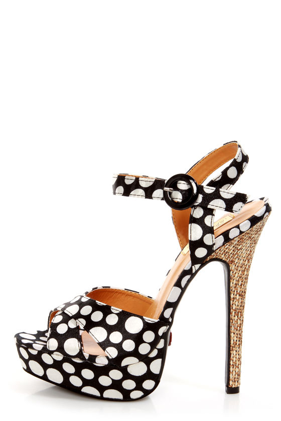 polka dot platform heels