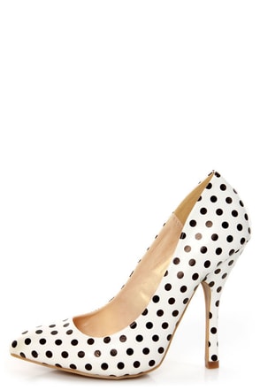 Shoe Republic LA Define White and Black Polka Dot Pointed Pumps - $35.00 -  Lulus