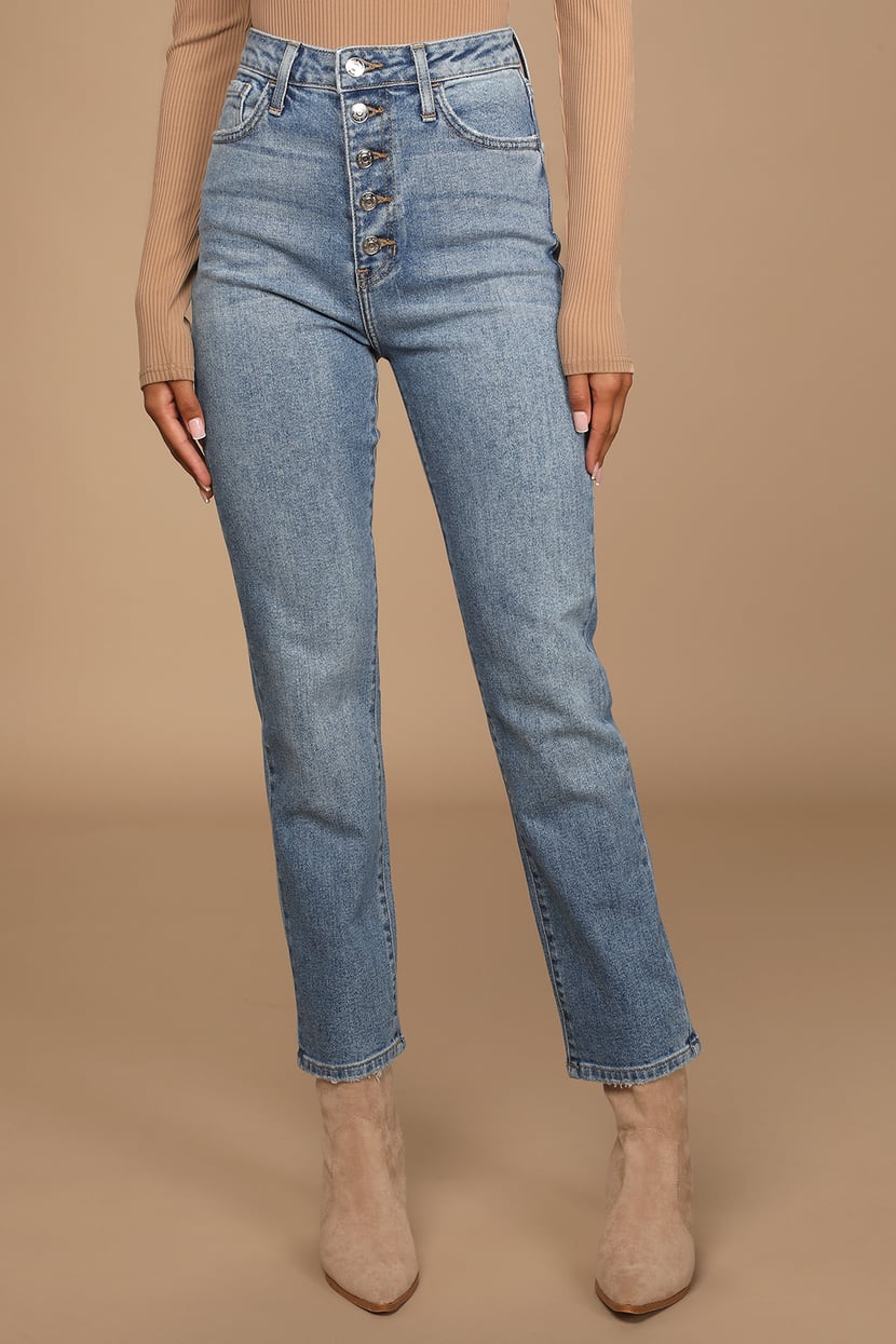 Just Black Mom Jeans - Light Wash Jeans - High Rise Denim Jeans - Lulus