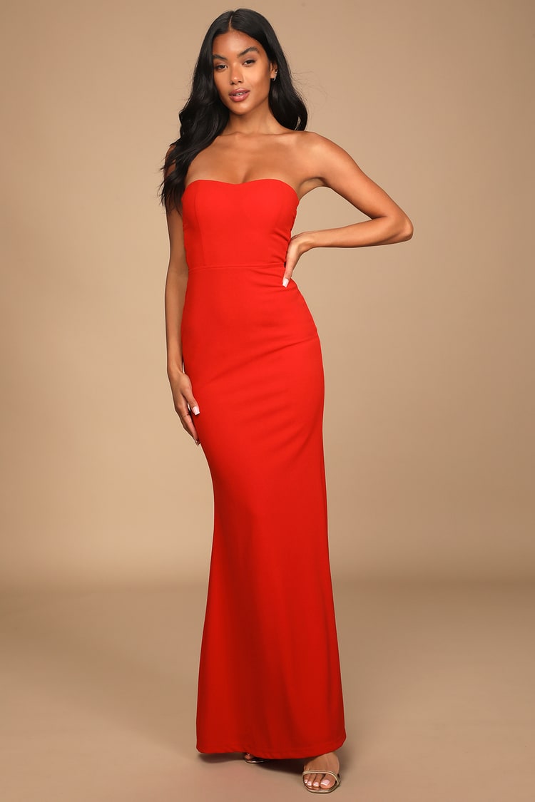 Red Maxi Dress - Strapless Maxi Dress - Cutout Mermaid Maxi Dress - Lulus