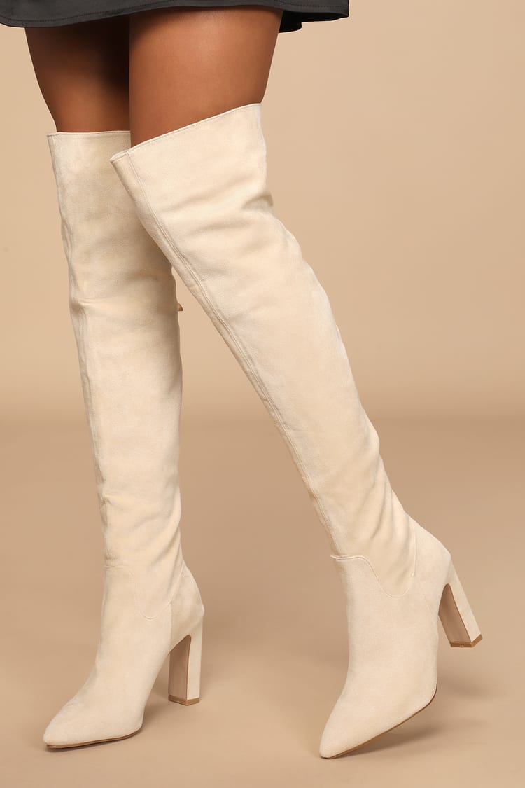 Billini Aaliyah Cream - Cream OTK Boots - Women's OTK Boots - Lulus