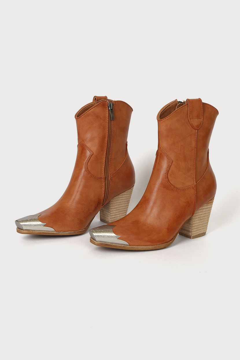 Western Ankle Boots - Toe Cap Boots - Cowboy Boots - Lulus