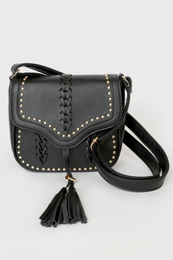 Black Crossbody Bag - Studded Bag - Black Tassel Bag - Purse - Lulus