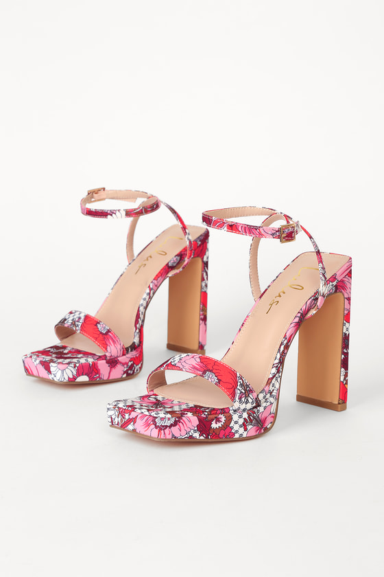 Floral Platform Sandals - Ankle Strap Sandals - Platform Heels - Lulus