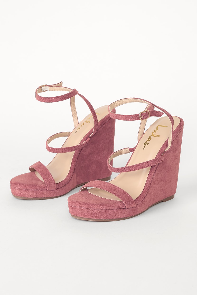 Dusty Rose Sandals - Wedge Sandals - Ankle Strap Sandals - Lulus