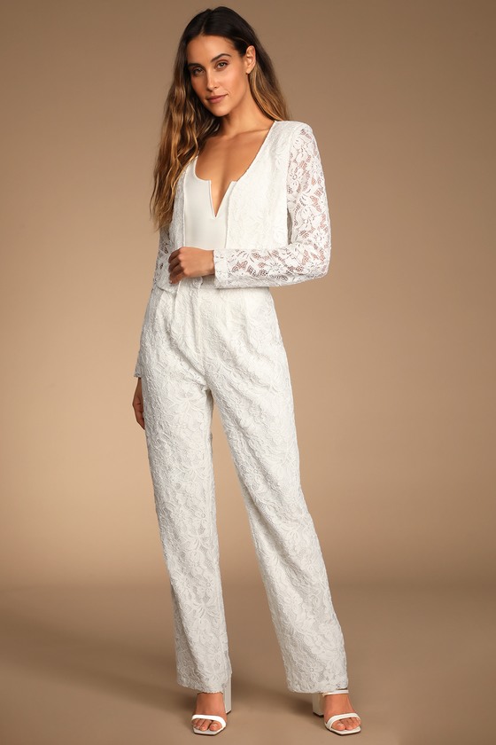 ASOS LUXE 3D lace pants with belt in mink - part of a set | ASOS