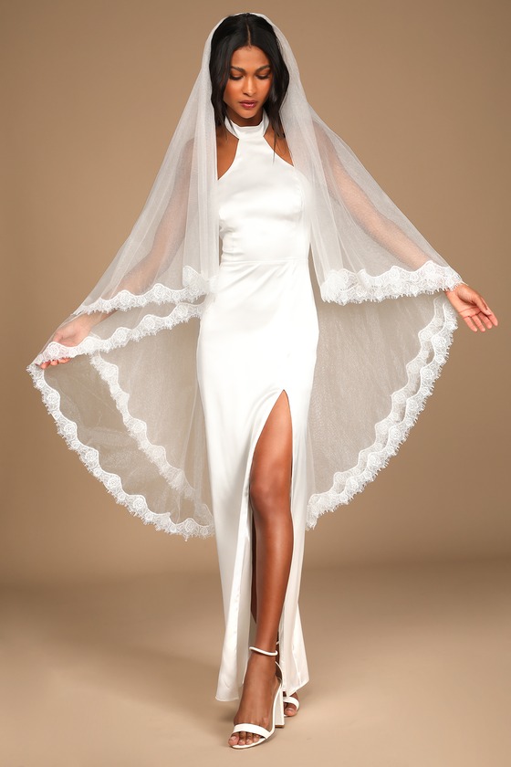 White Mesh Veil Lace Veil White Bridal Veil Wedding Veil Lulus