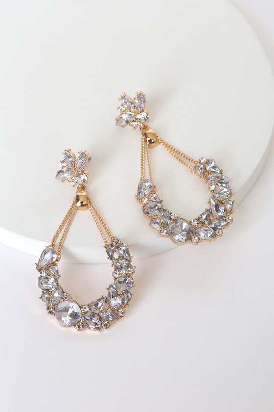 Gold rhinestone sale chandelier earrings