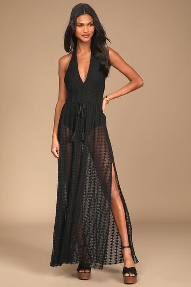 Beige Midi Dress - Sleeveless Crochet Dress - Lace-Up Dress - Lulus