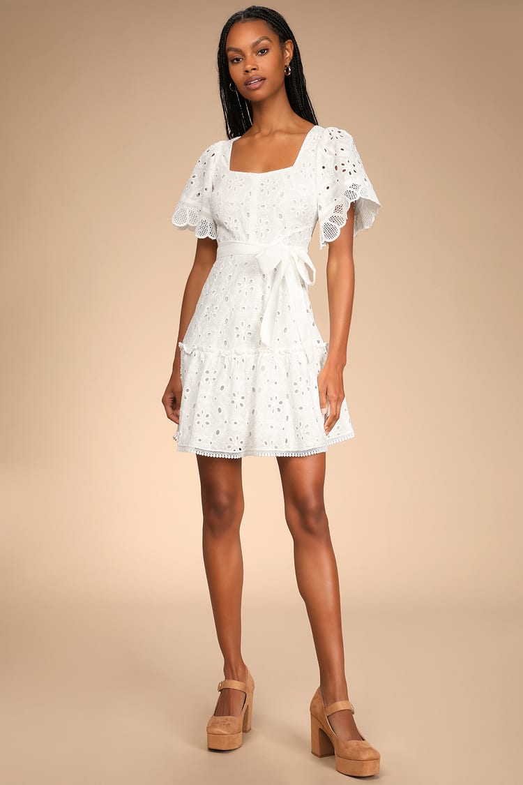 White Eyelet Embroidered 100% Cotton Dress - Lulus