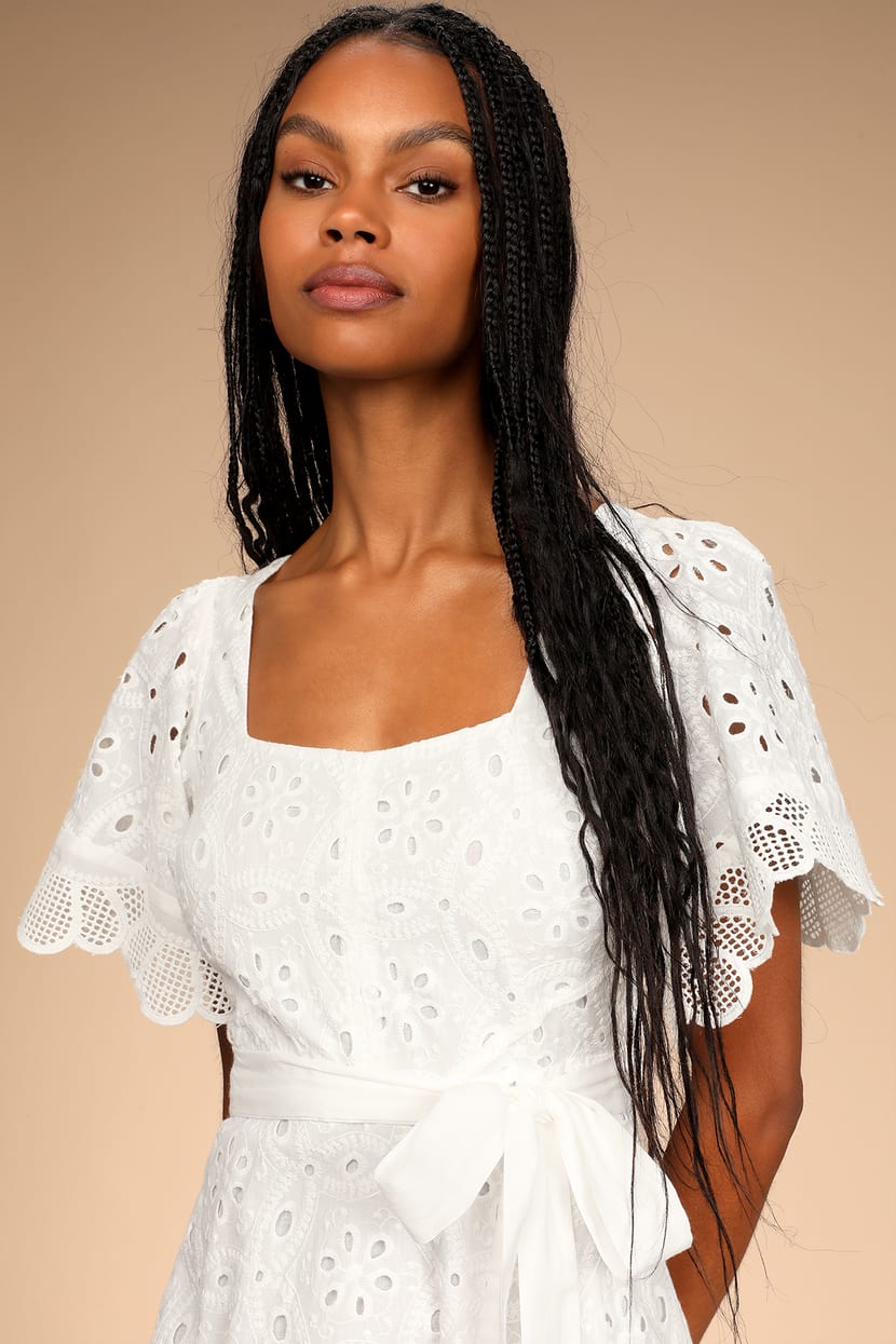 White Eyelet Embroidered 100% Cotton Dress - Lulus