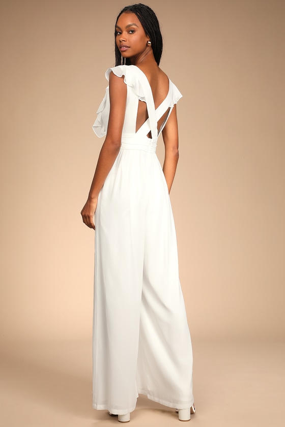 white flowing jumpsuit