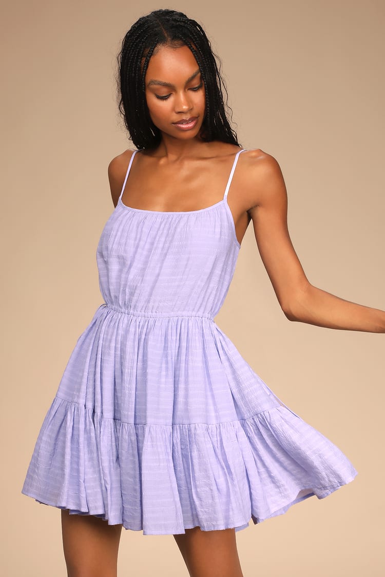 Purple Mini Dress - Side-Tie Mini Dress - Tiered Sleeveless Dress - Lulus