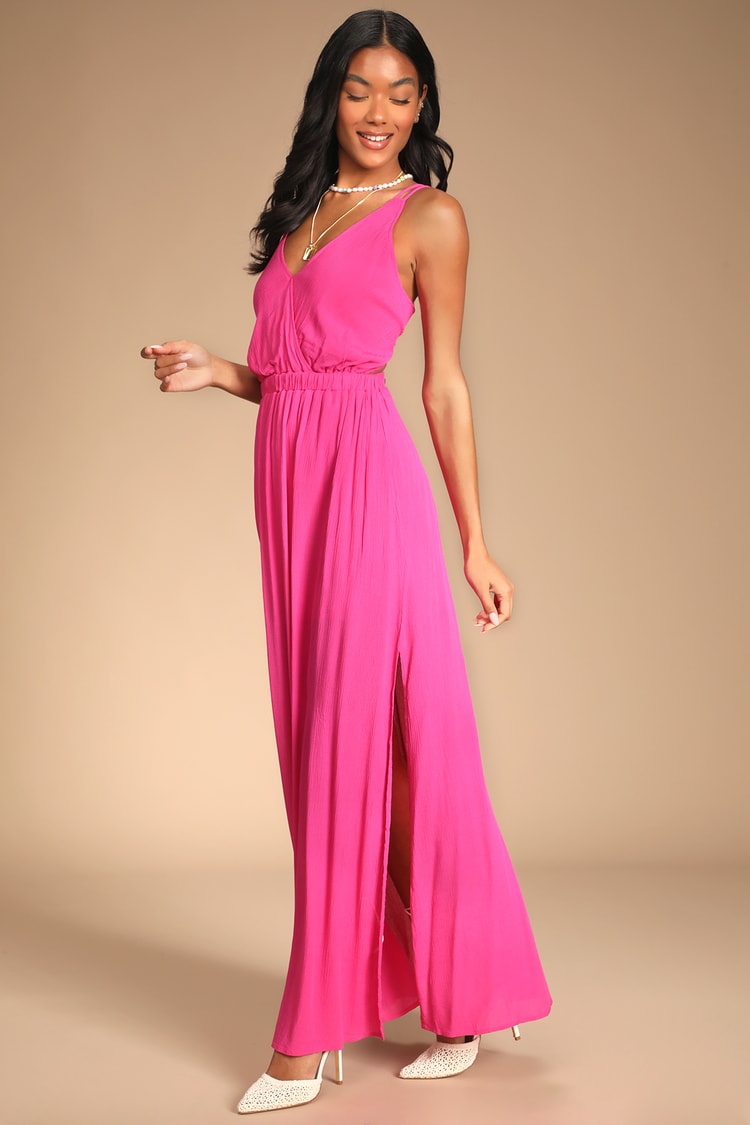 Hot Pink Dress - Strappy Dress - Maxi Dress - Woven Sundress - Lulus