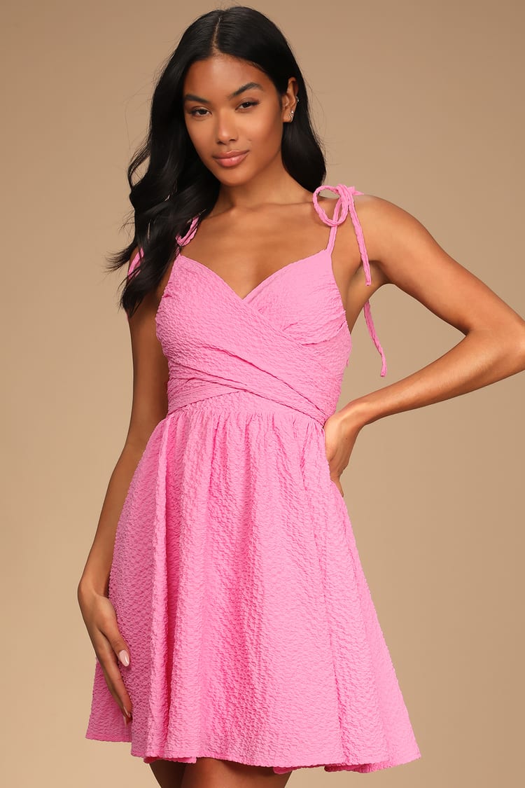 Pink Mini Dress - Tie-Back Dress - Skater Dress - Mini Dress - Lulus