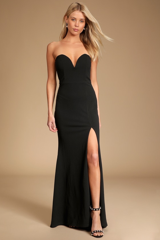Maci Black Lace Strapless Mini Dress