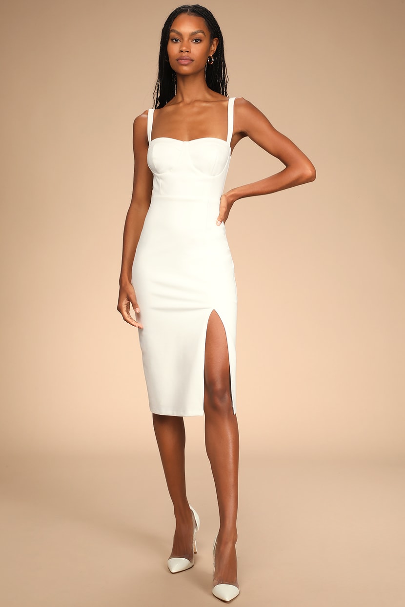 White Midi Dress - Bodycon Midi Dress - Bustier Bodycon Dress - Lulus