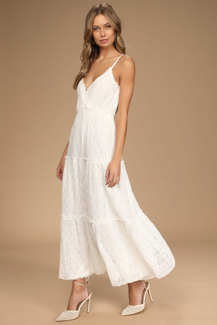 White Lace Dress - Tiered Maxi Dress - Sleeveless Maxi Dress - Lulus