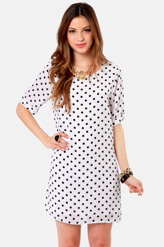 long white dress with black spots
