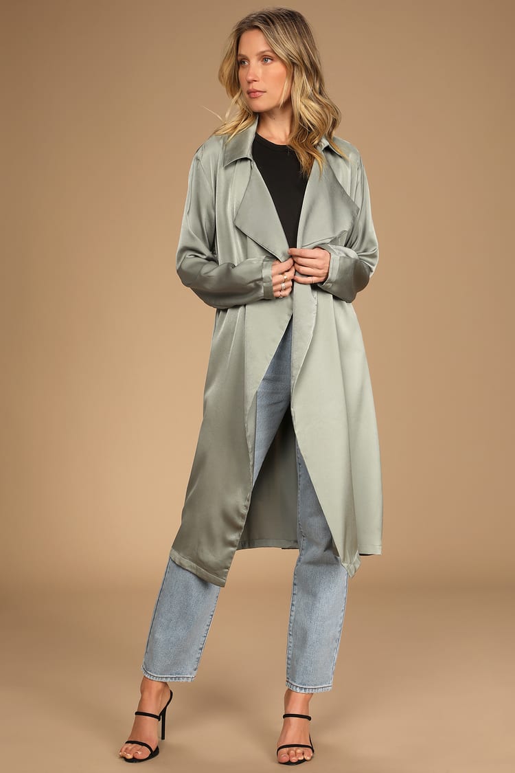Being Chic Sage Green Satin Duster
