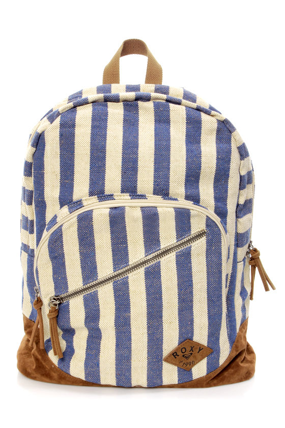 Roxy Lately Backpack - Blue Backpack - Striped Backpack - $52.00