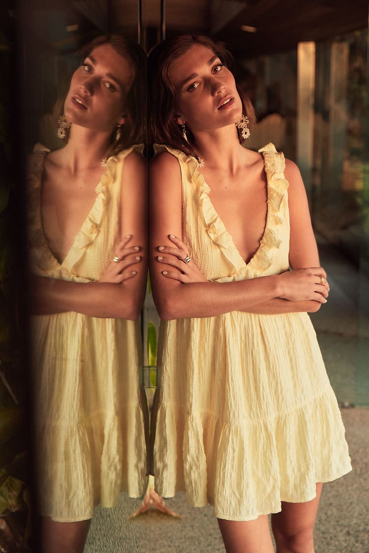 Light Yellow Dress - Ruffled Mini Dress - Sleeveless Dress - Lulus