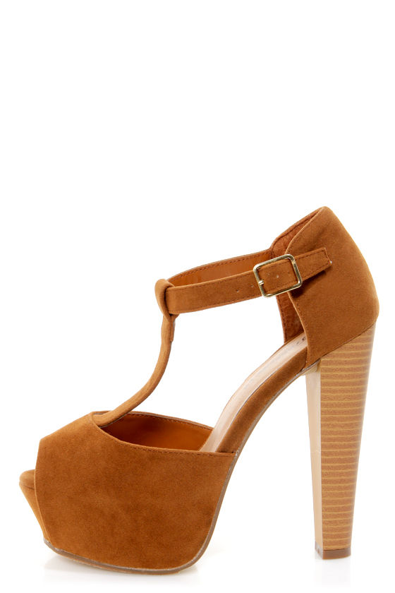 tan peep toe platform heels