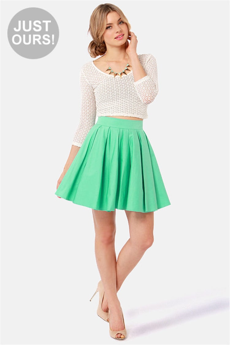 Adorable Mint Green Skirt - Mini Skirt - Full Skirt - $45.00 - Lulus